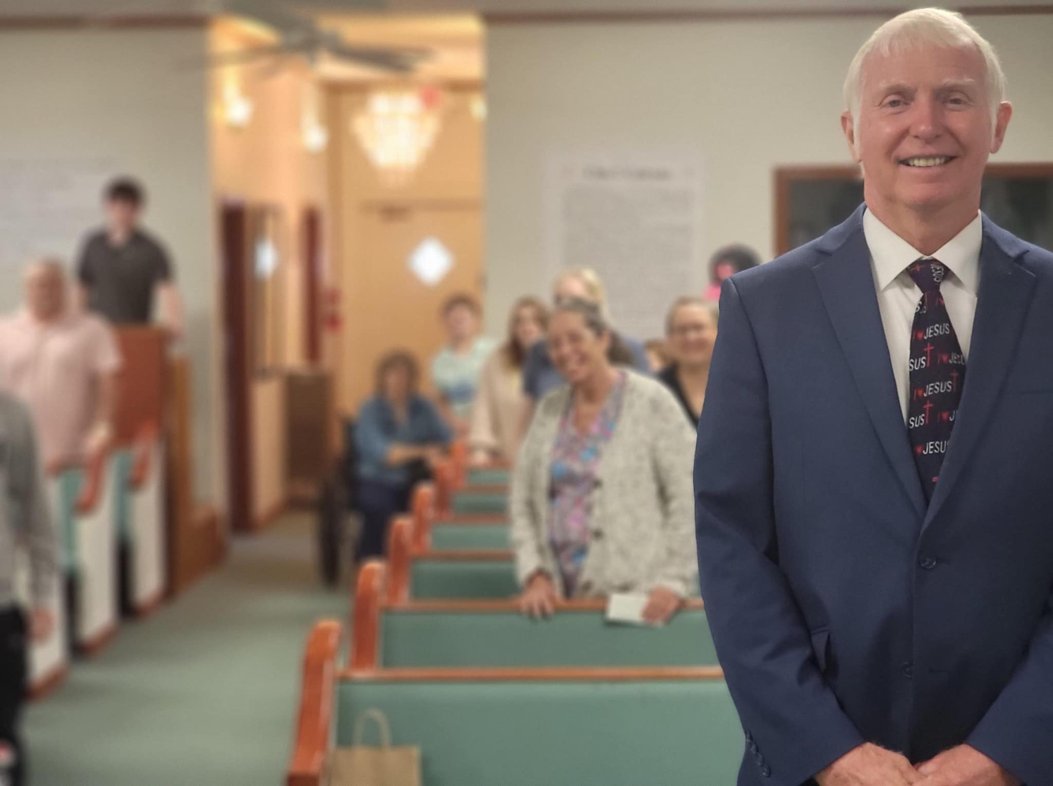 Our Pastor, Reverend Frankie E. Godsey, leading Sunday worship service at All Things New Church, a Southern Baptist congregation in Jay, Florida.